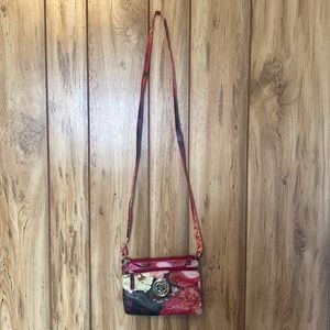 Maroon floral cross body